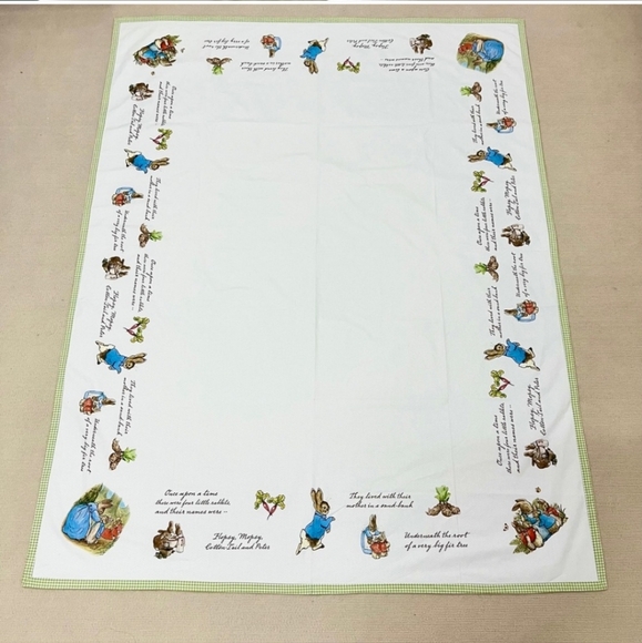 Beatrix Potter Hand-Made Other - Beatrix Potter Garden tablecloth 100% Cotton Peter Rabbit handmade Linen